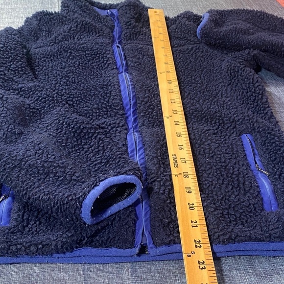 J.Crew XS Navy Faux Fur Sherpa Fleece Jacket Zip-Up Women’s Cozy - Picture 9 of 10